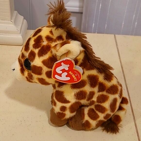 TY 6" Original Beanie "PEACHES" Giraffe Stuffed Plush Animal Baby NEW - Picture 2 of 7